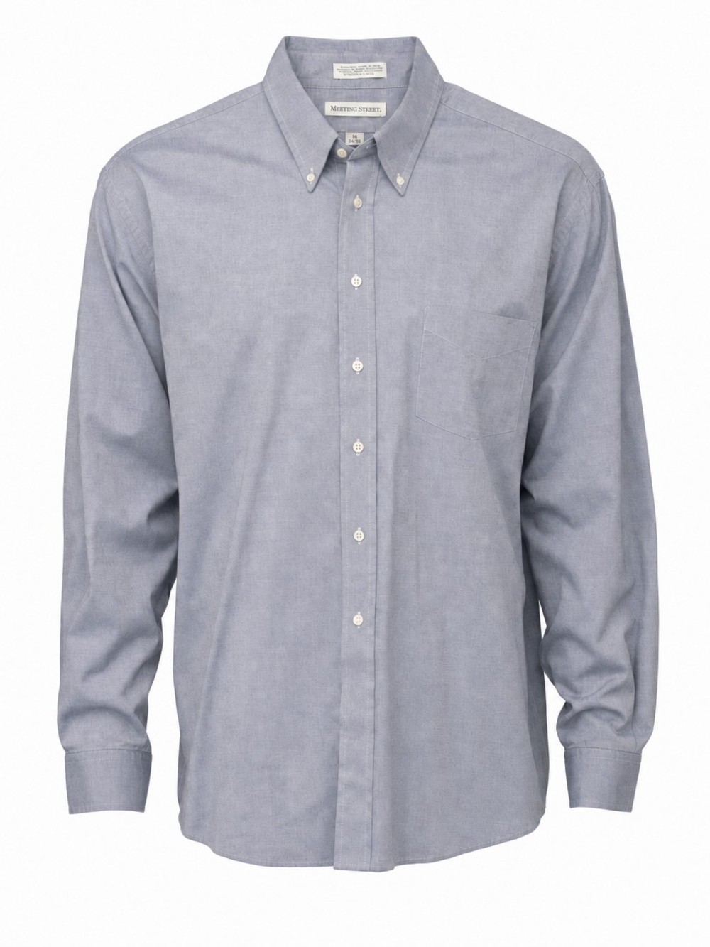 Meeting Street Light Blue Oxford Cotton Button Down Dress Shirt Mens XL Long Sl